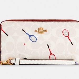 NEW Coach Long Zip Around wallet with Racquet Print